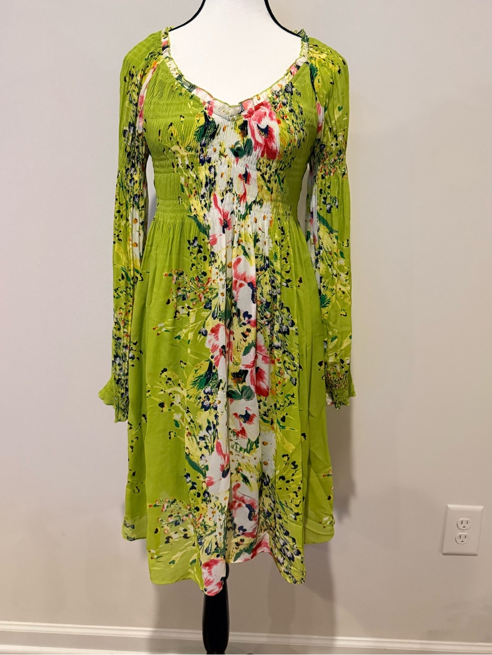 Sunny Leigh Long-Sleeve Smocked Waist Dress